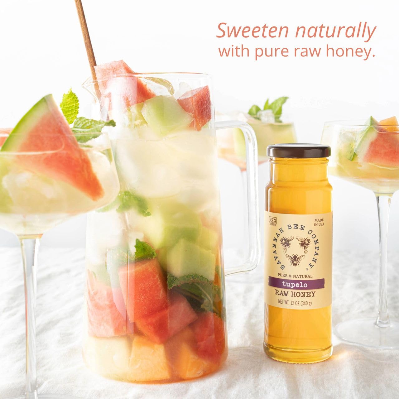 Savannah Bee Company spoon scoop of honey illustrating texture and easy serving benefit