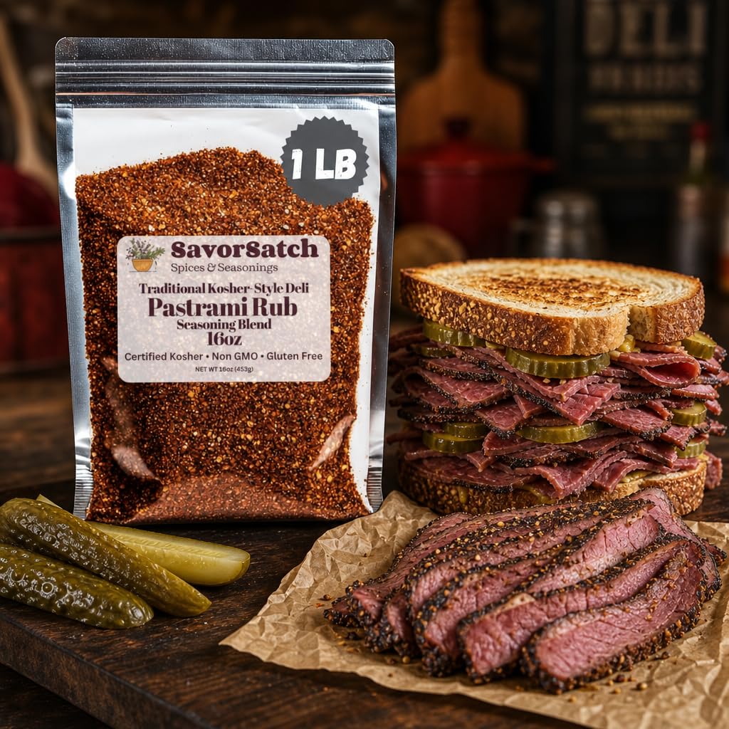 SavorSatch being applied to brisket for authentic deli‑style pastrami flavor