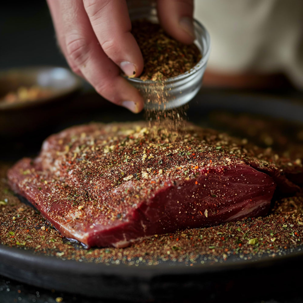SavorSatch seasoned smoked brisket resting on grill for rich smoky finish