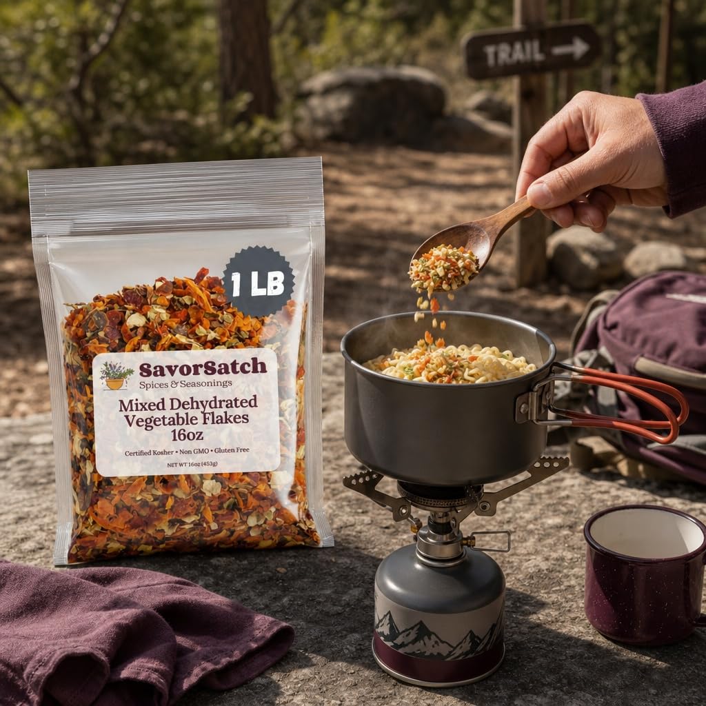 SavorSatch sprinkled into instant ramen showing enhanced flavor and convenience benefit