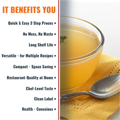SAVORY CHOICE instant broth in cup illustrating fast preparation and warm comfort