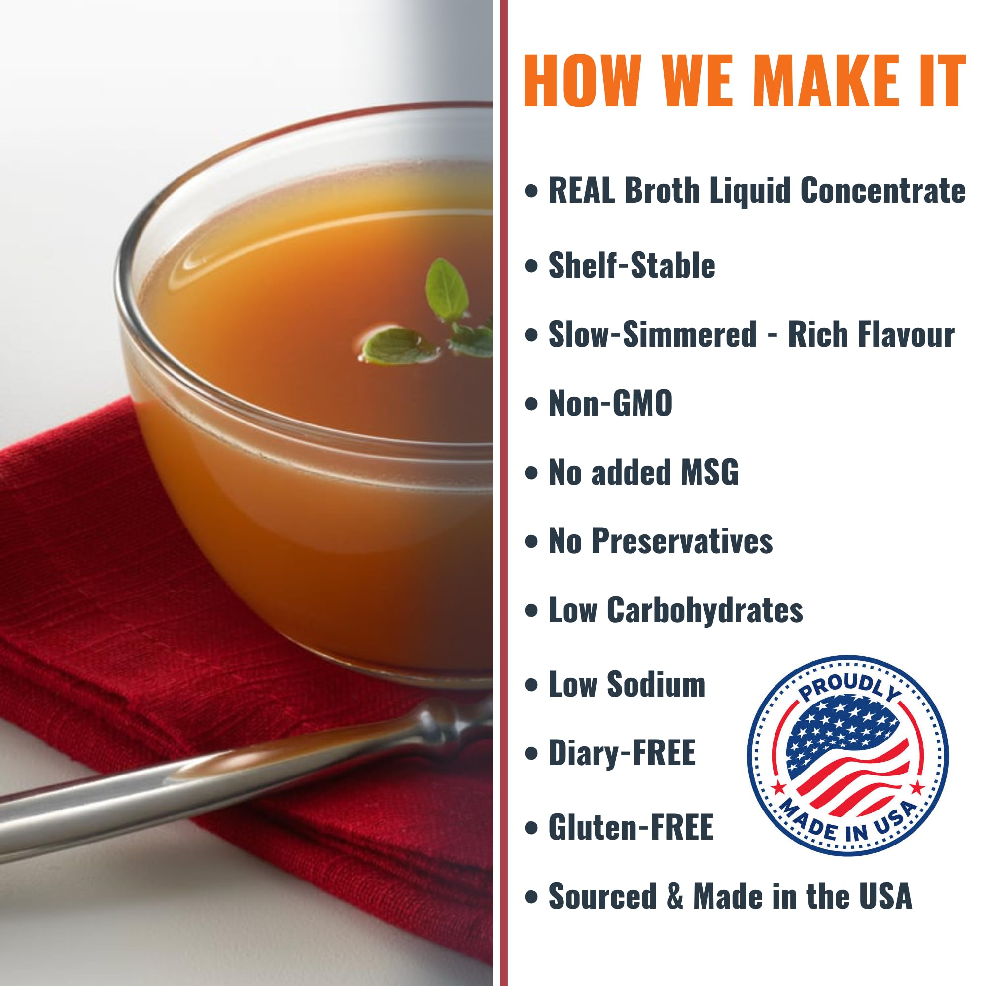 SAVORY CHOICE rich beef broth in a mug ready to sip providing fast savory comfort