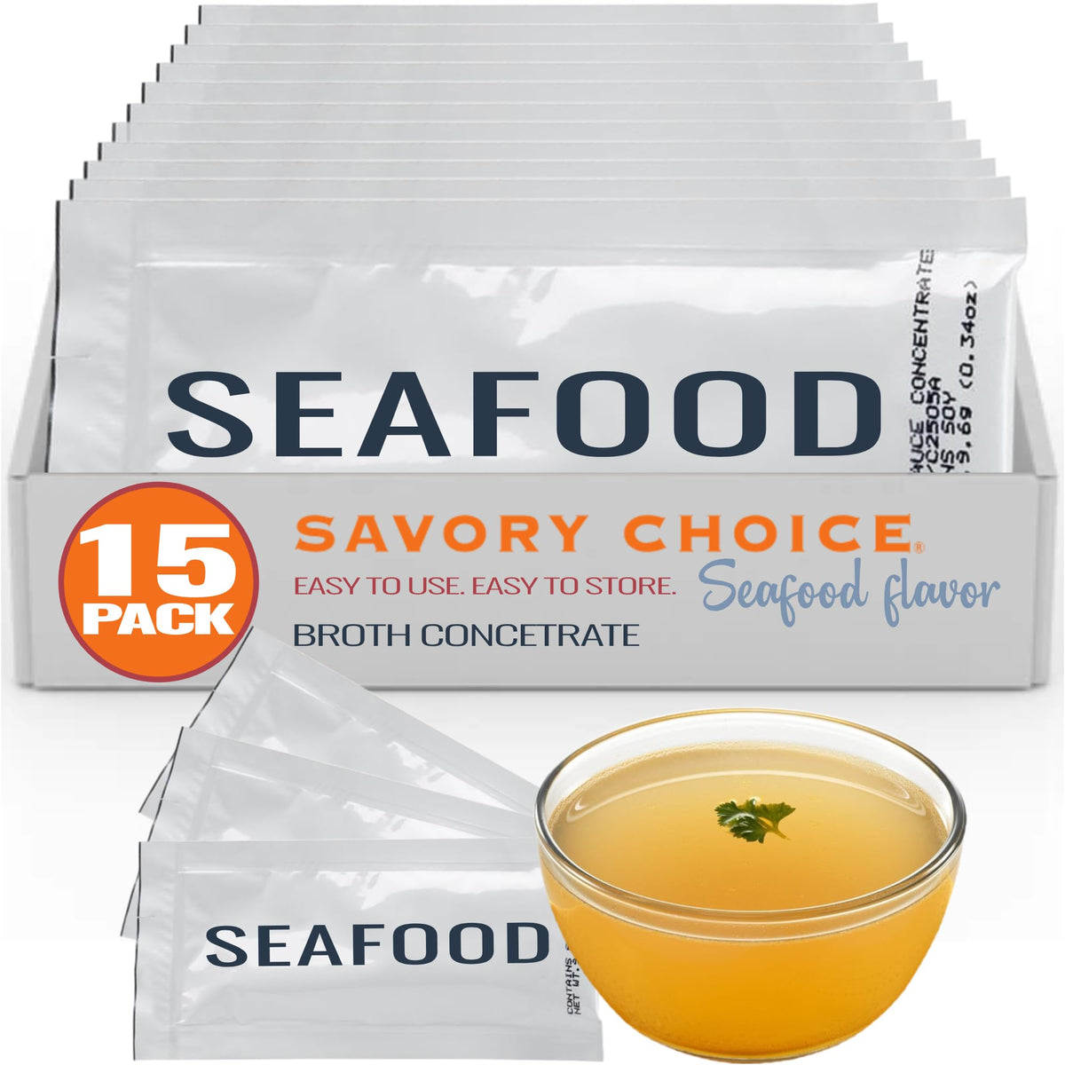 SAVORY CHOICE front packaging showing 15 packets and benefits