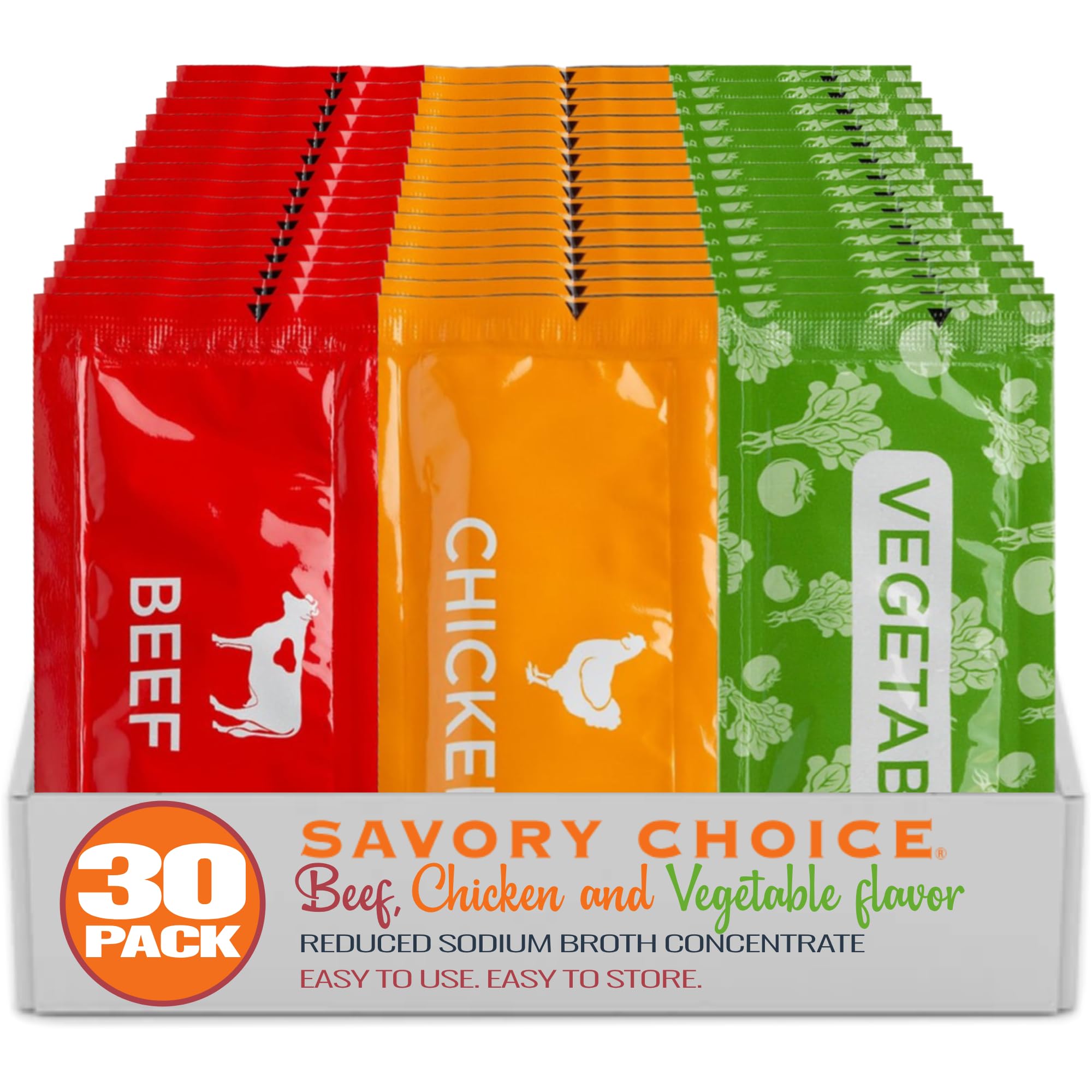 SAVORY CHOICE front packet view showing brand and clear labeling with quick use benefit