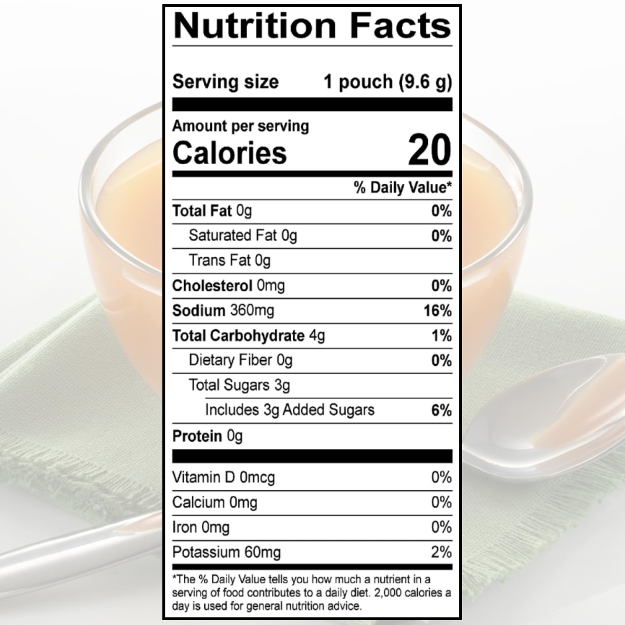SAVORY CHOICE packet beside a measuring spoon to show single-serve size