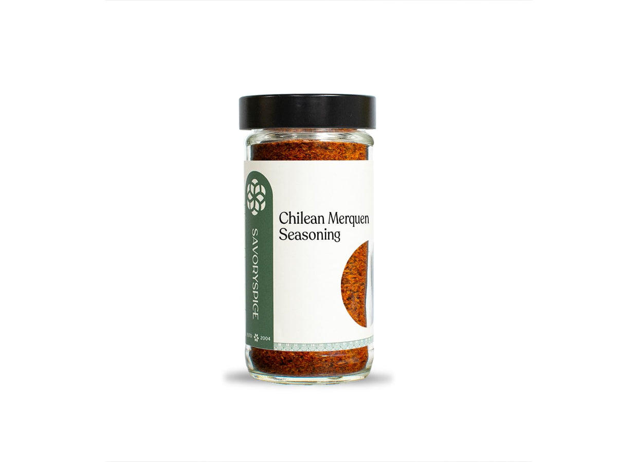 Savory Spice jar front packaging showing label and smoky chile blend benefit