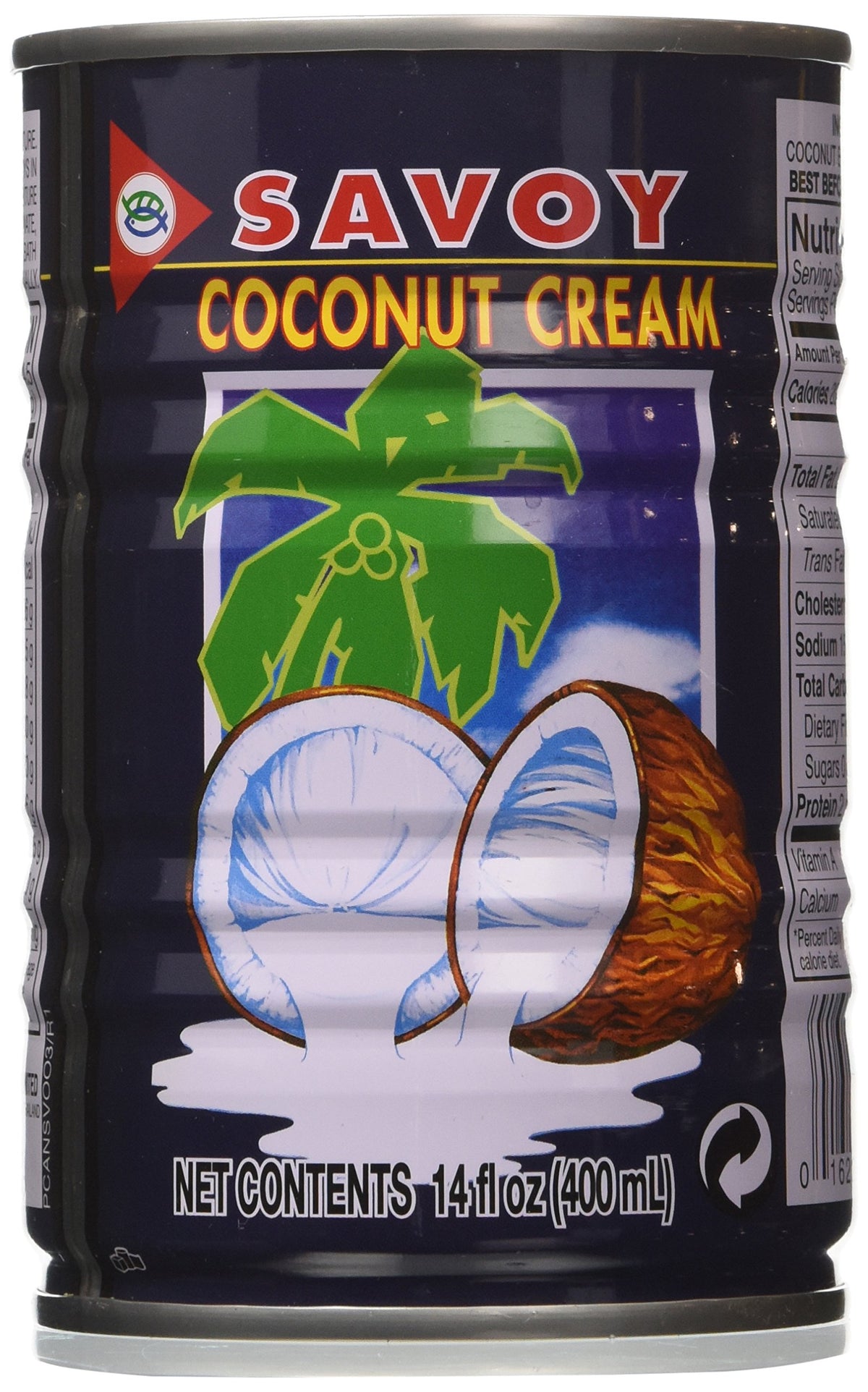 Savoy coconut cream front can showing label and pack benefit