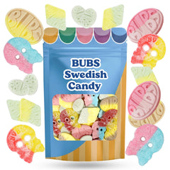 Scandylicious BUBS front packaging showing 1 lb bag and vibrant candy mix