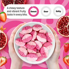 Scandylicious Bubs scattered candies on wooden surface, colorful display for serving inspiration