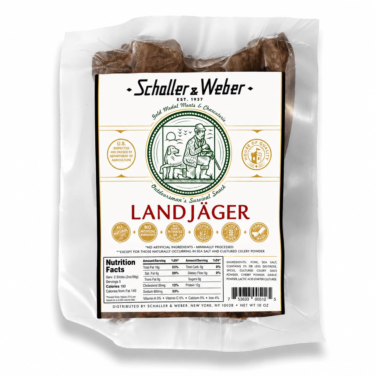 Schaller & Weber front packaging showing authentic Alpine-style landjäger and convenience