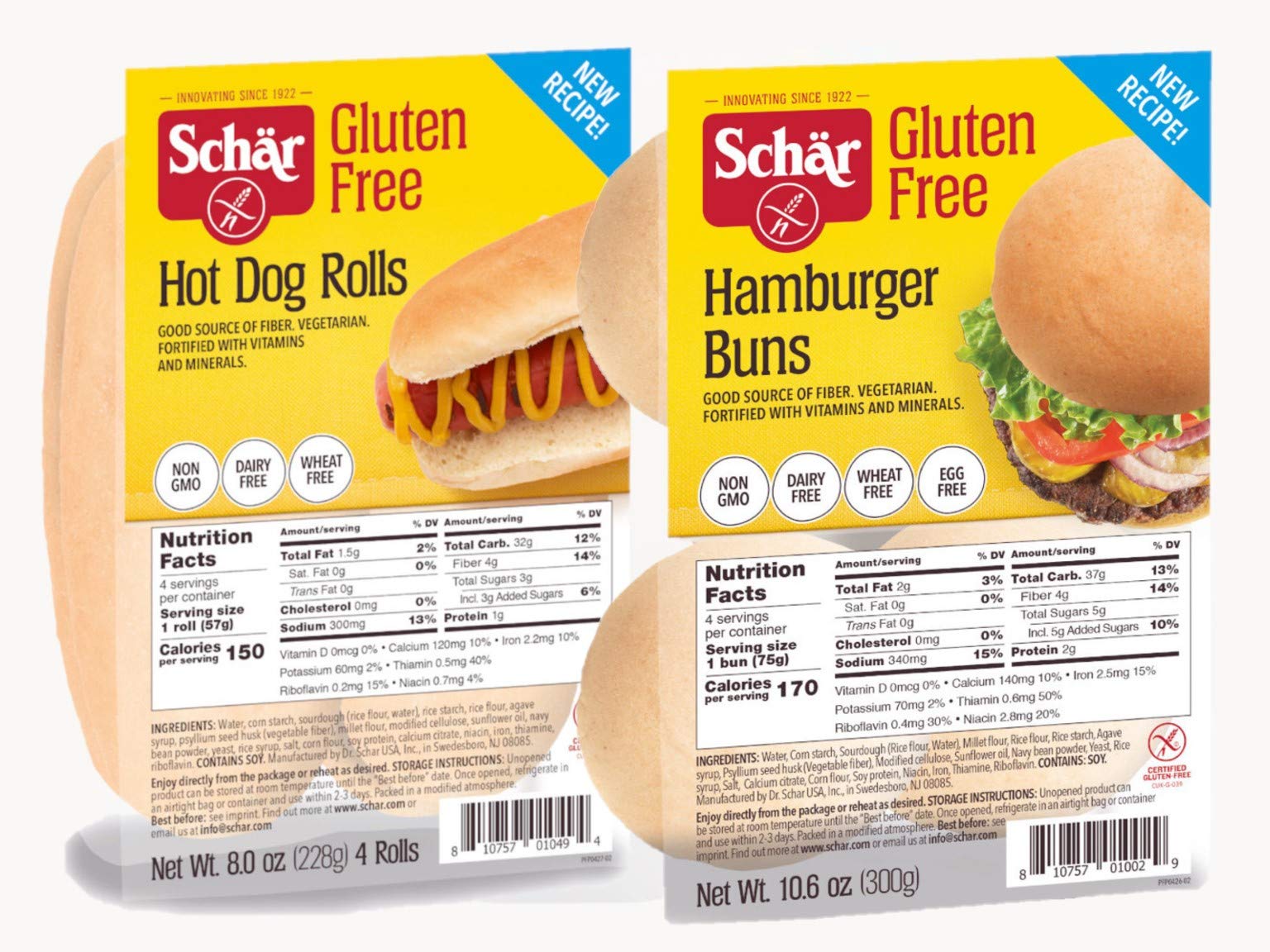 Schär front packaging showing eight gluten free buns for easy cooking