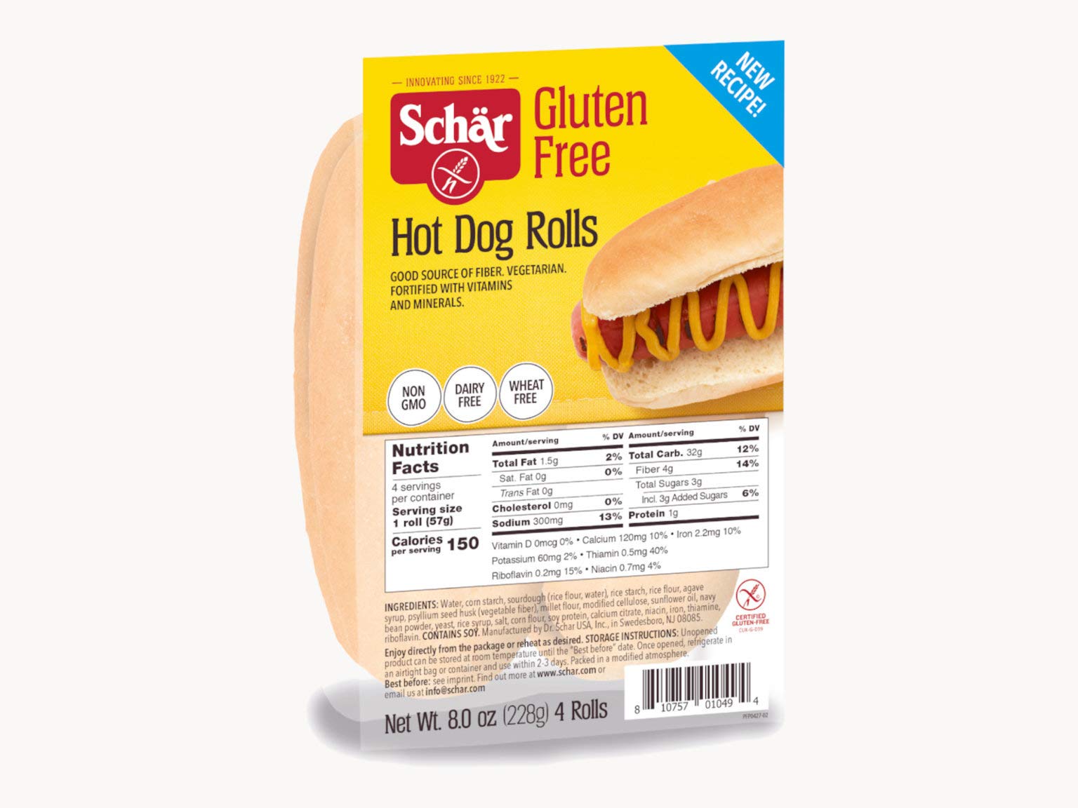 Schär hamburger bun split to show airy interior and crumbs