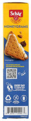 Close-up of Schar Honeygrams honey-glazed texture highlighting chewy crumbs