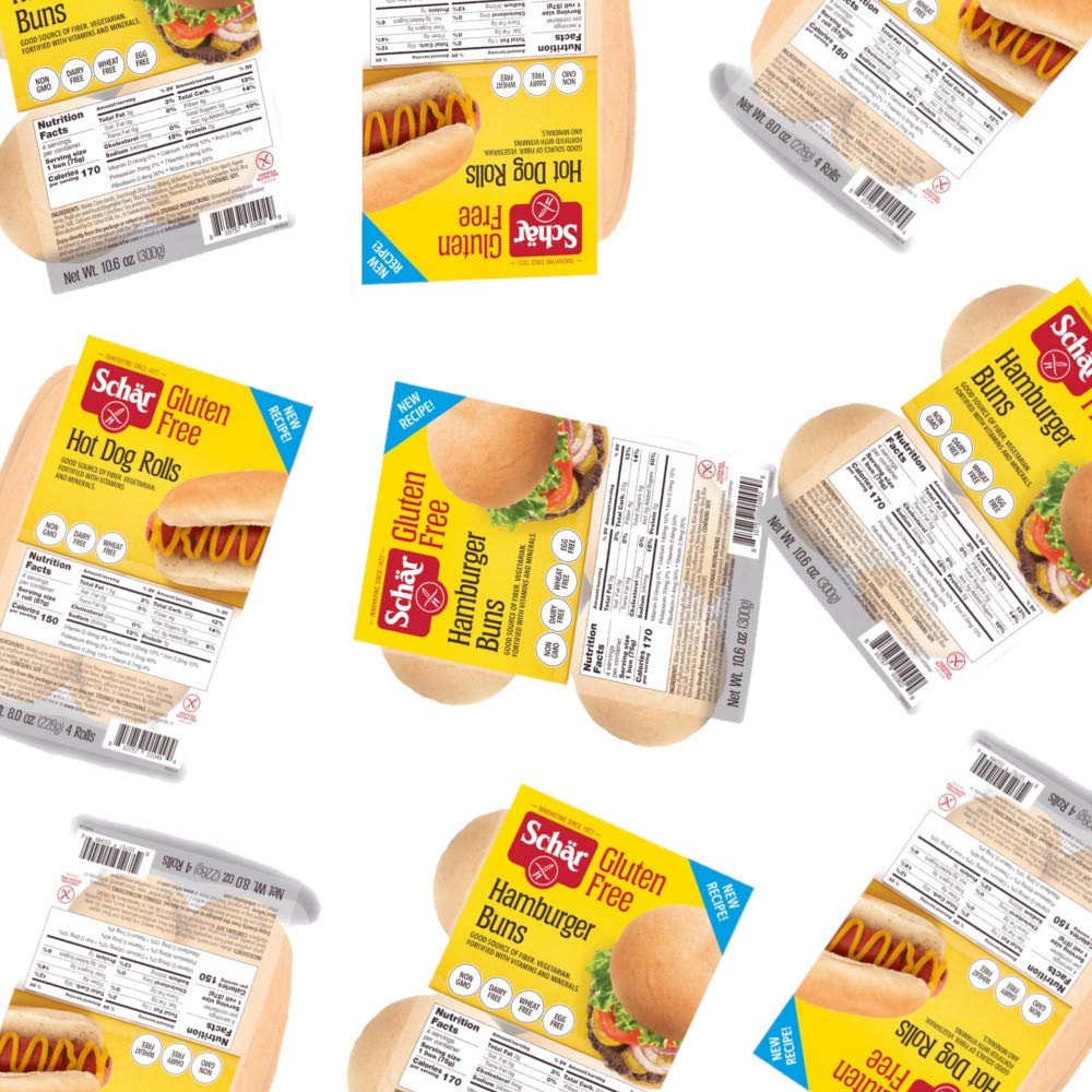 Schär product label close-up showing ingredients and dietary benefits