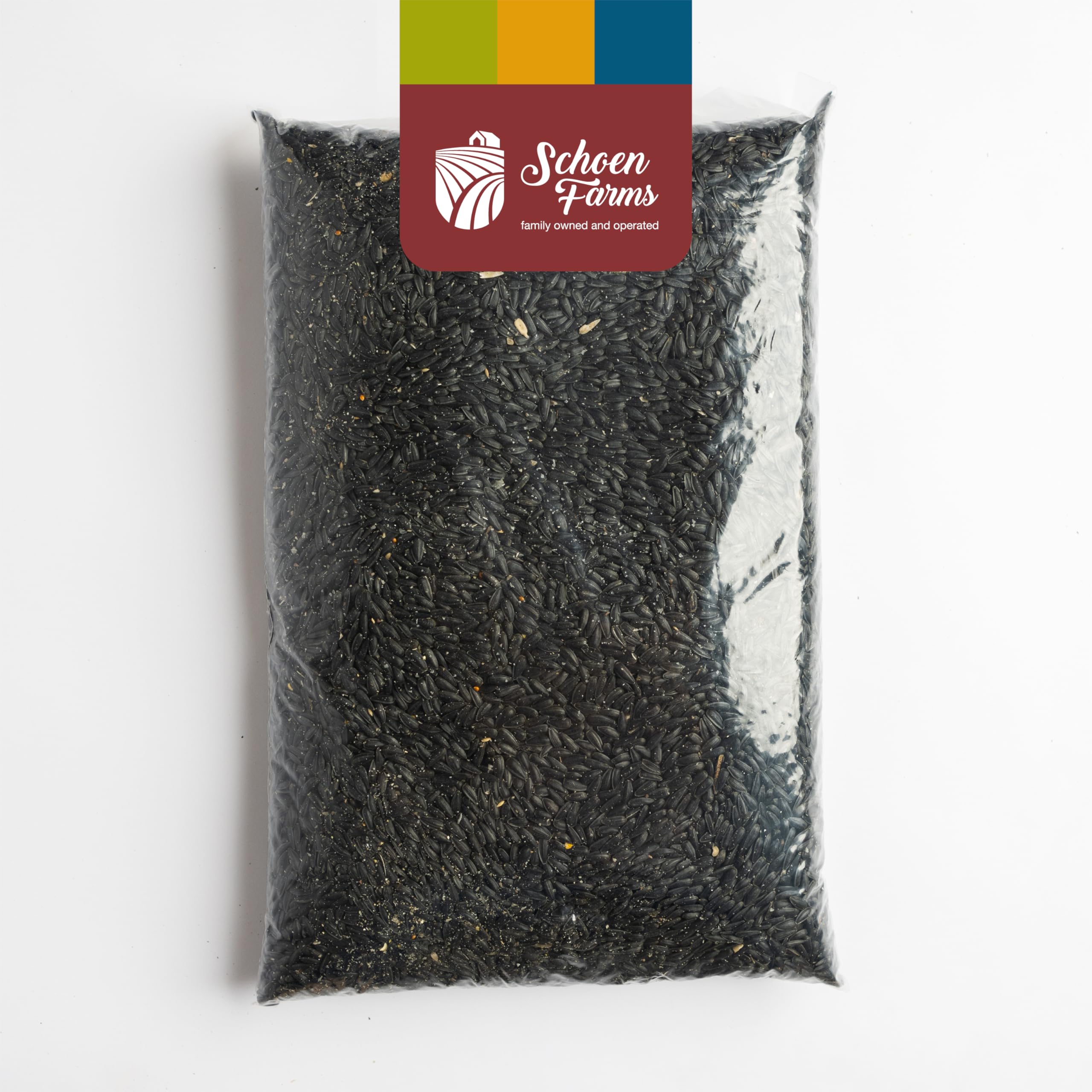 Schoen Farms close-up of black oil sunflower seed texture and nutrition
