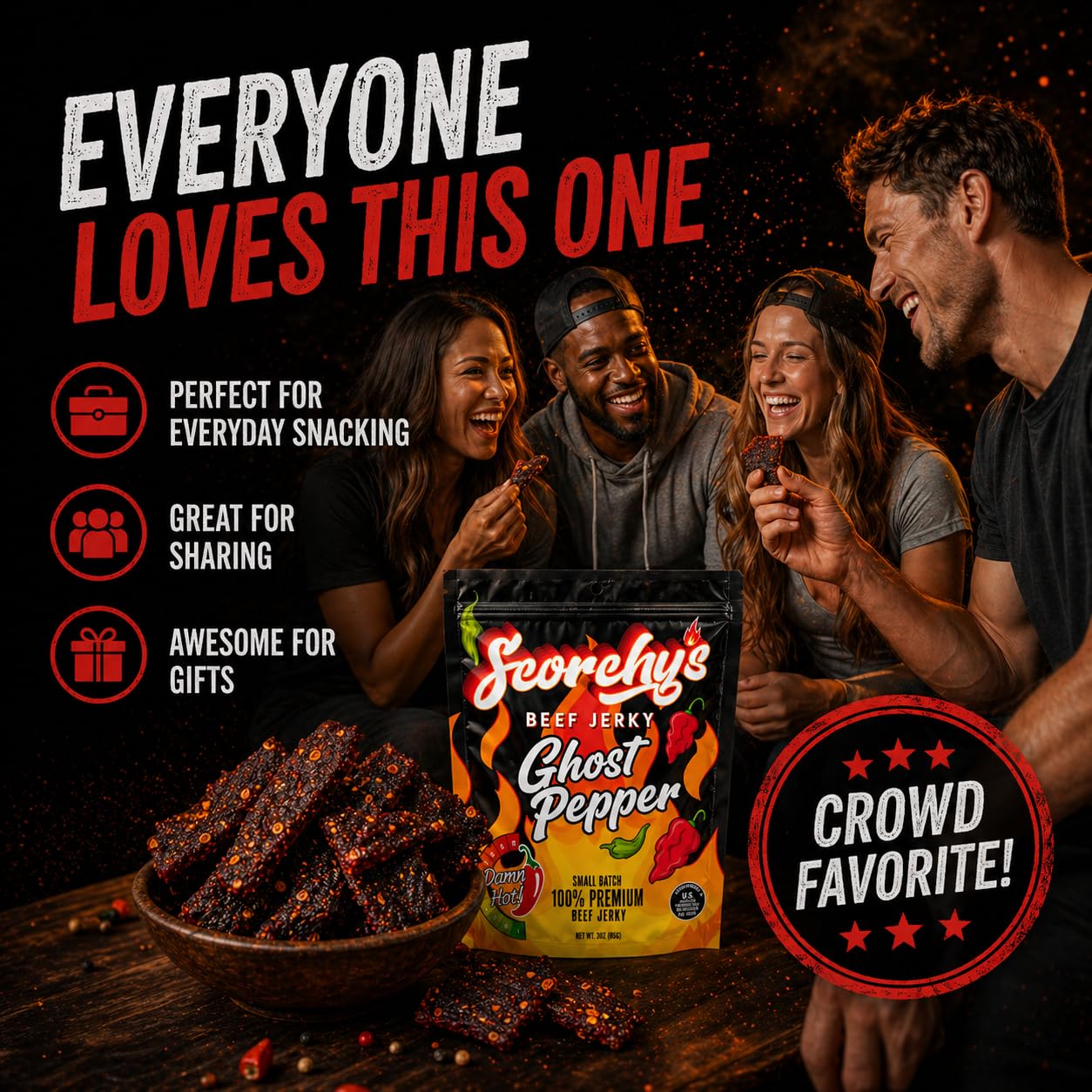 Scorchy's Jerky inside a backpack on trail for portable fuel advantage