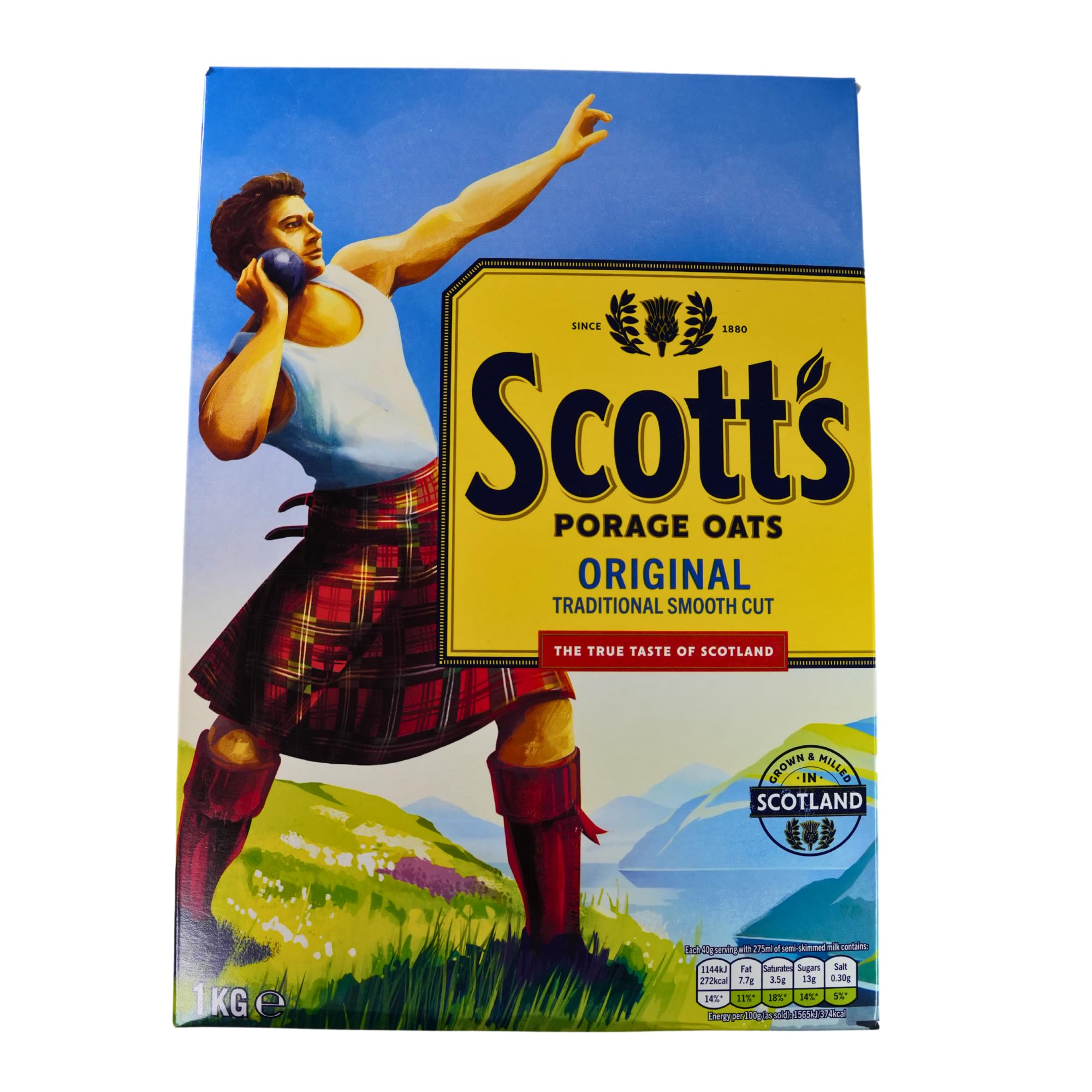 Scott's porage oats front packaging showing twin 1kg bags and product branding, convenient pantry supply