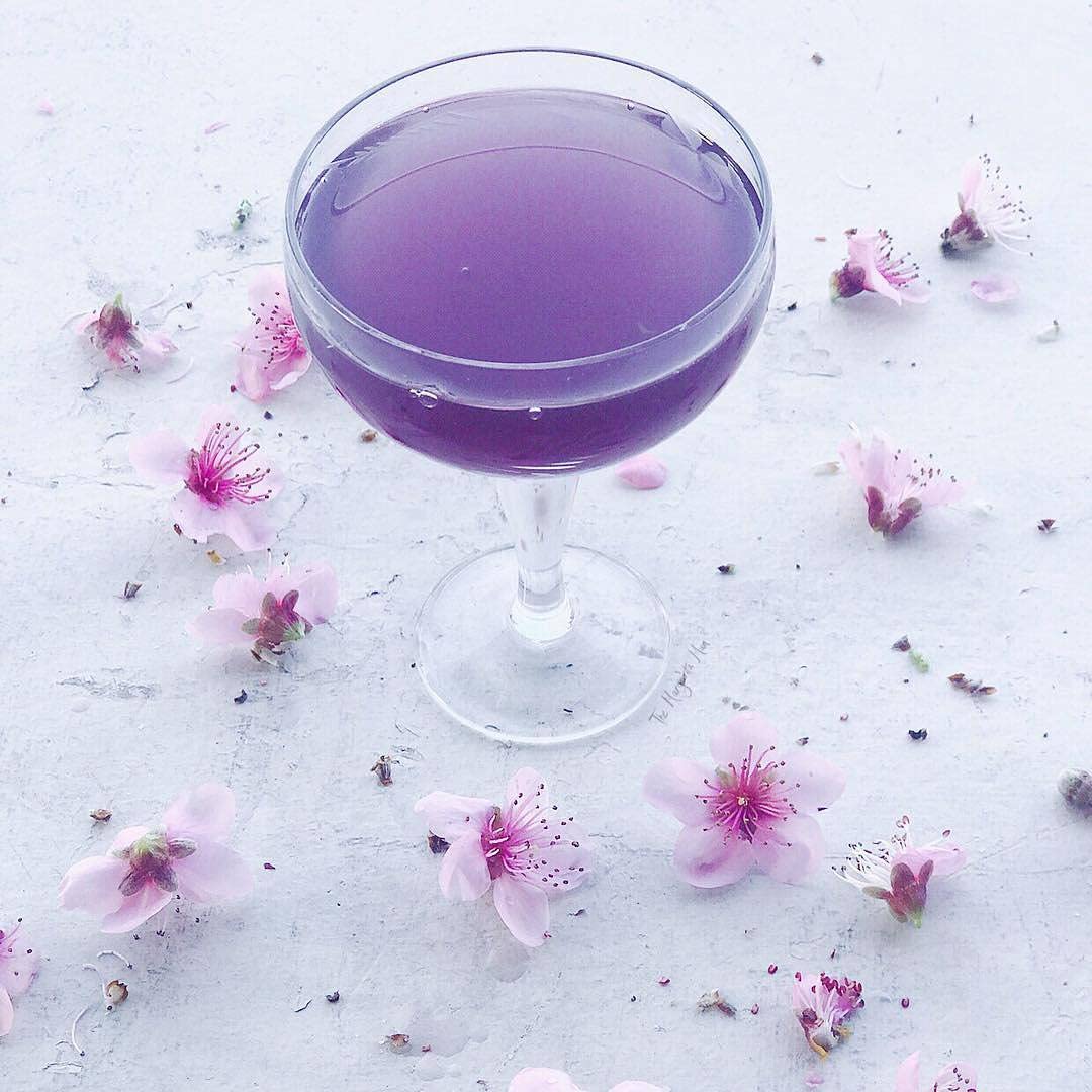 Scrappy's Lavender on a bar with mixers showing cocktail-ready convenience