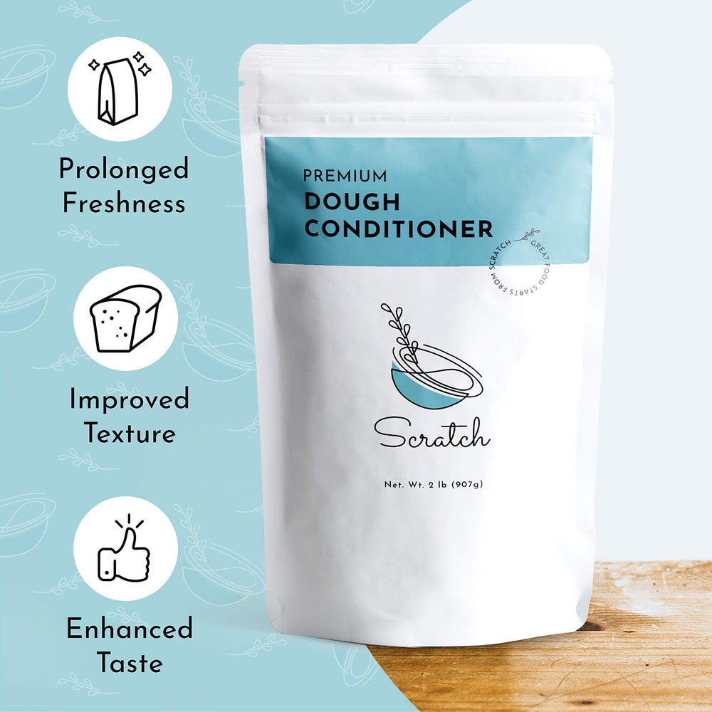 Scratch powder close-up texture highlighting fine granules that blend smoothly into dough
