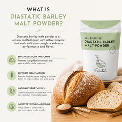 Scratch diastatic malt powder texture close-up improving dough fermentation
