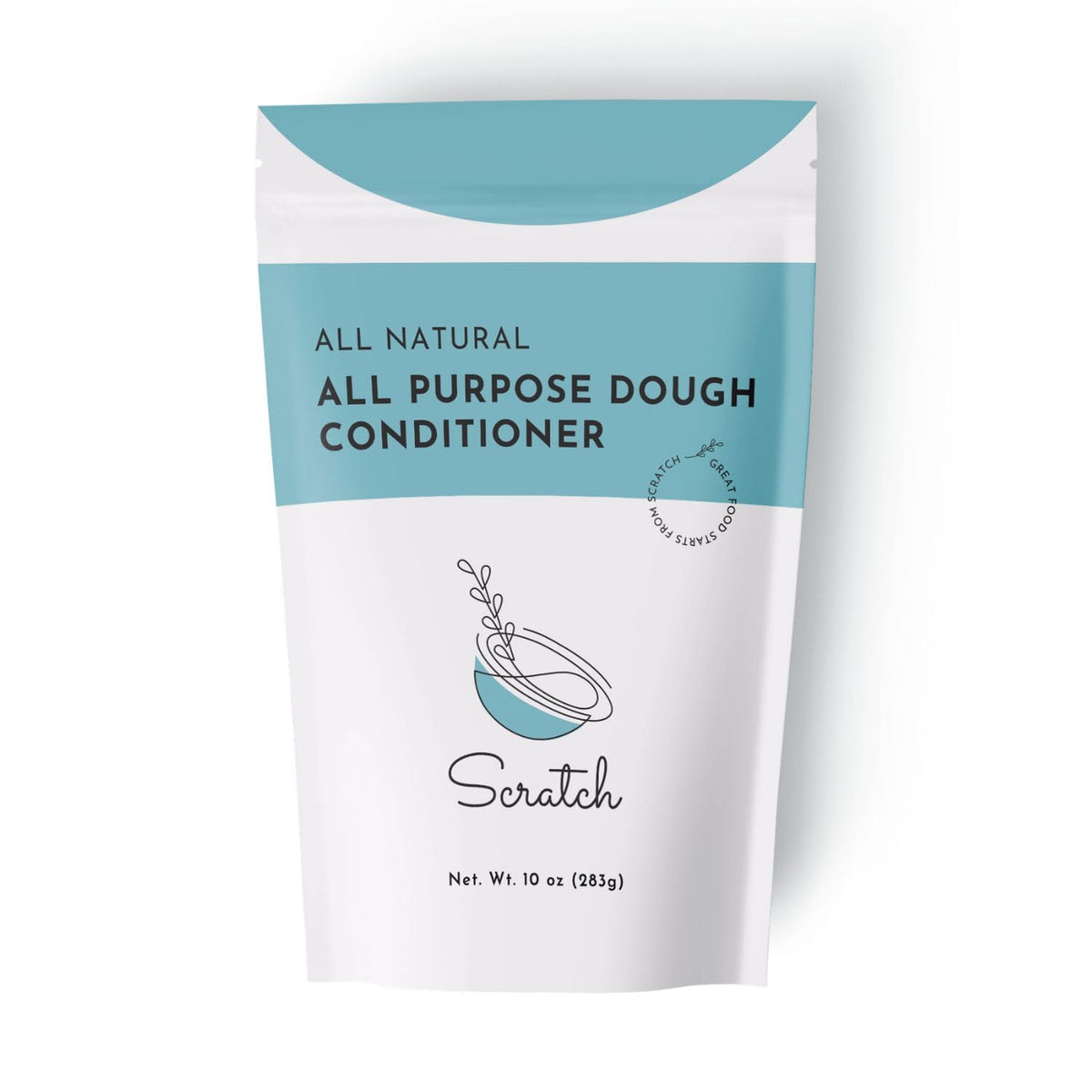 Scratch front label on 10 oz jar showing clean-label benefits