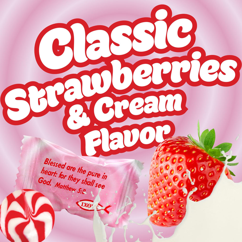 SCRIPTURE CANDY close up of candy texture highlighting glossy strawberry cream look