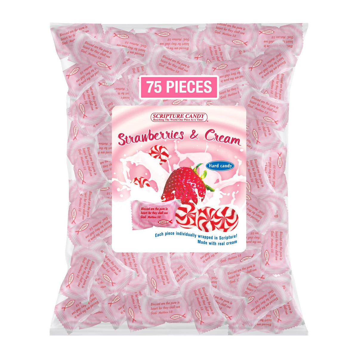 SCRIPTURE CANDY front packaging showing one‑pound resealable bag and brand