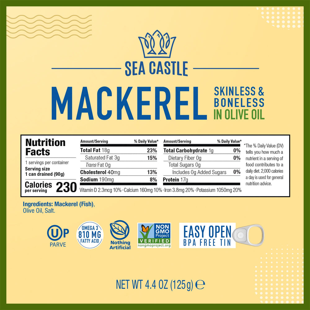 Sea Castle certification labels view showing kosher and non‑GMO verification benefits