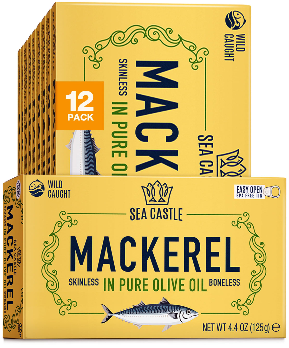 Sea Castle front packaging showing 12‑pack and product branding for pantry organization