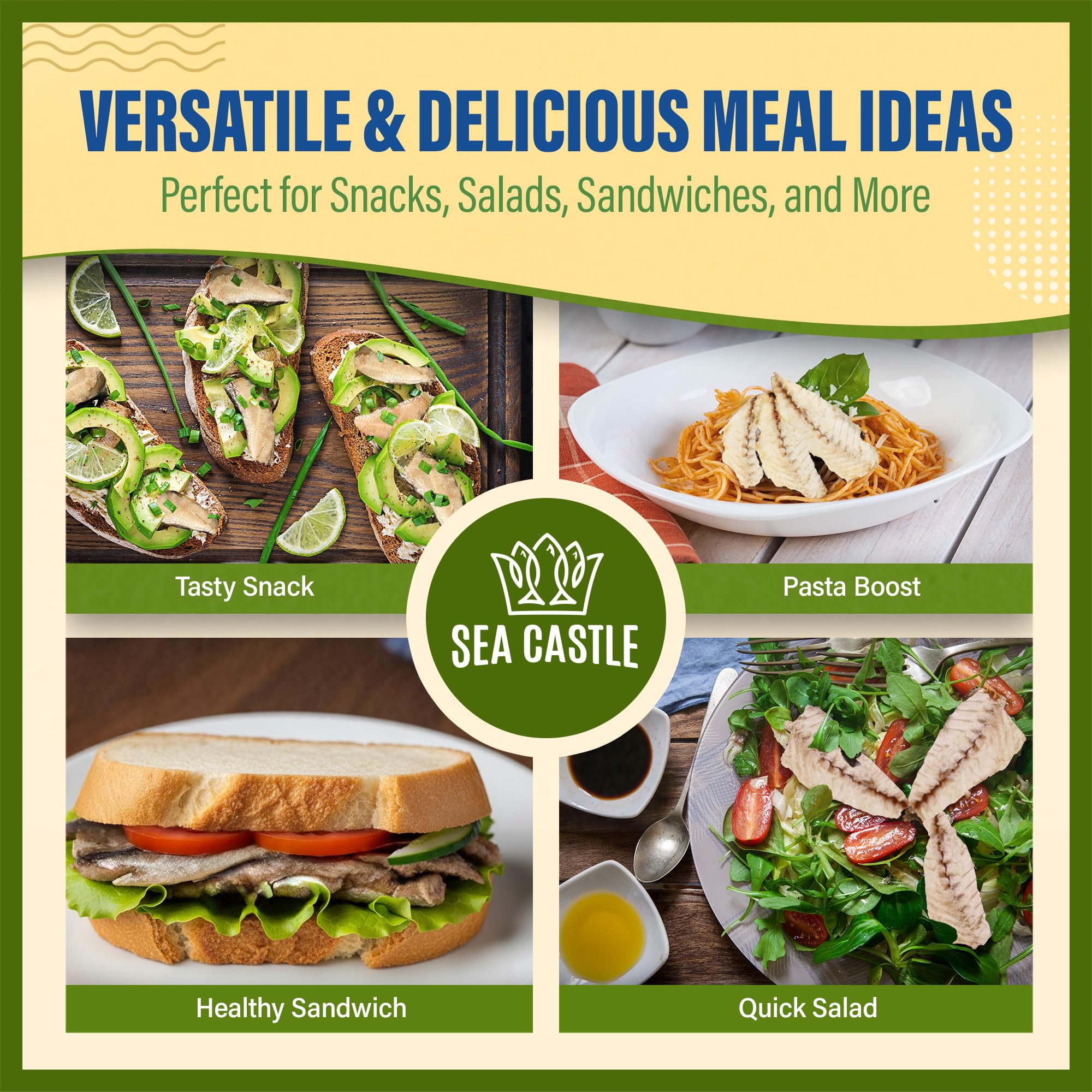 Sea Castle served on toast lifestyle shot showing quick meal convenience