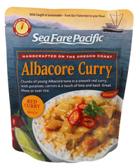 Sea Fare Pacific front packaging of albacore red curry showing ready-to-heat convenience