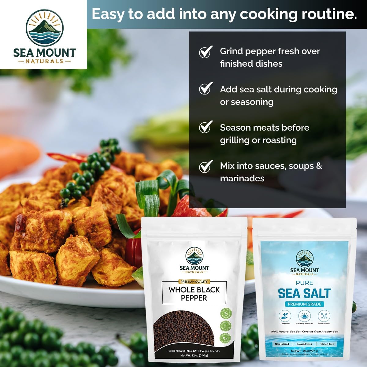 Sea Mount Naturals sea salt crystal detail showing clean, coarse texture benefit