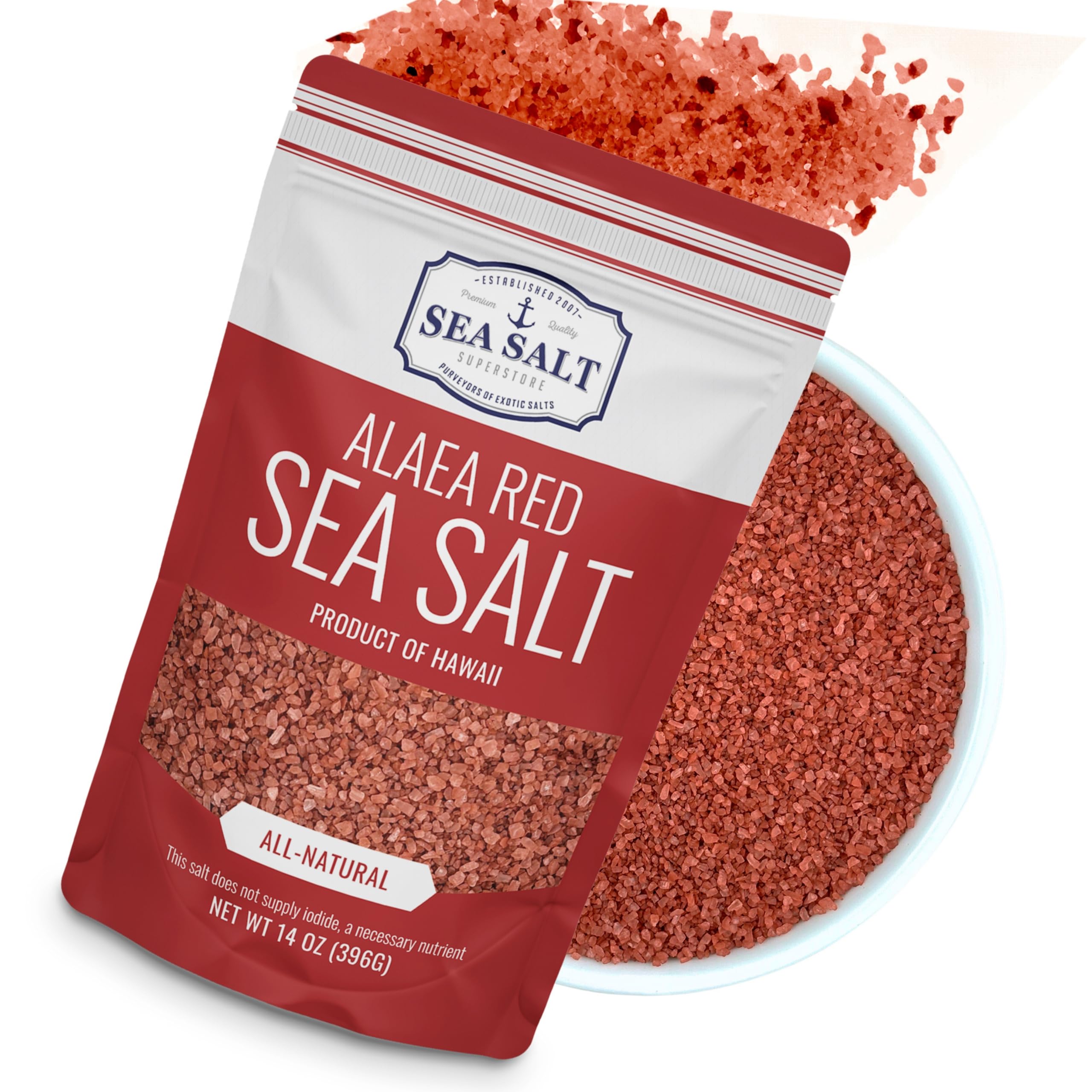 Sea Salt Superstore front packaging showing 14 oz pouch and brand