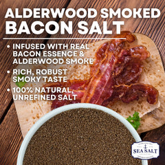 Sea Salt Superstore spoonful of bacon-infused salt ready to season, emphasizes easy use