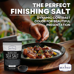 Sea Salt Superstore sprinkled on steak for contrast and flavor enhancement