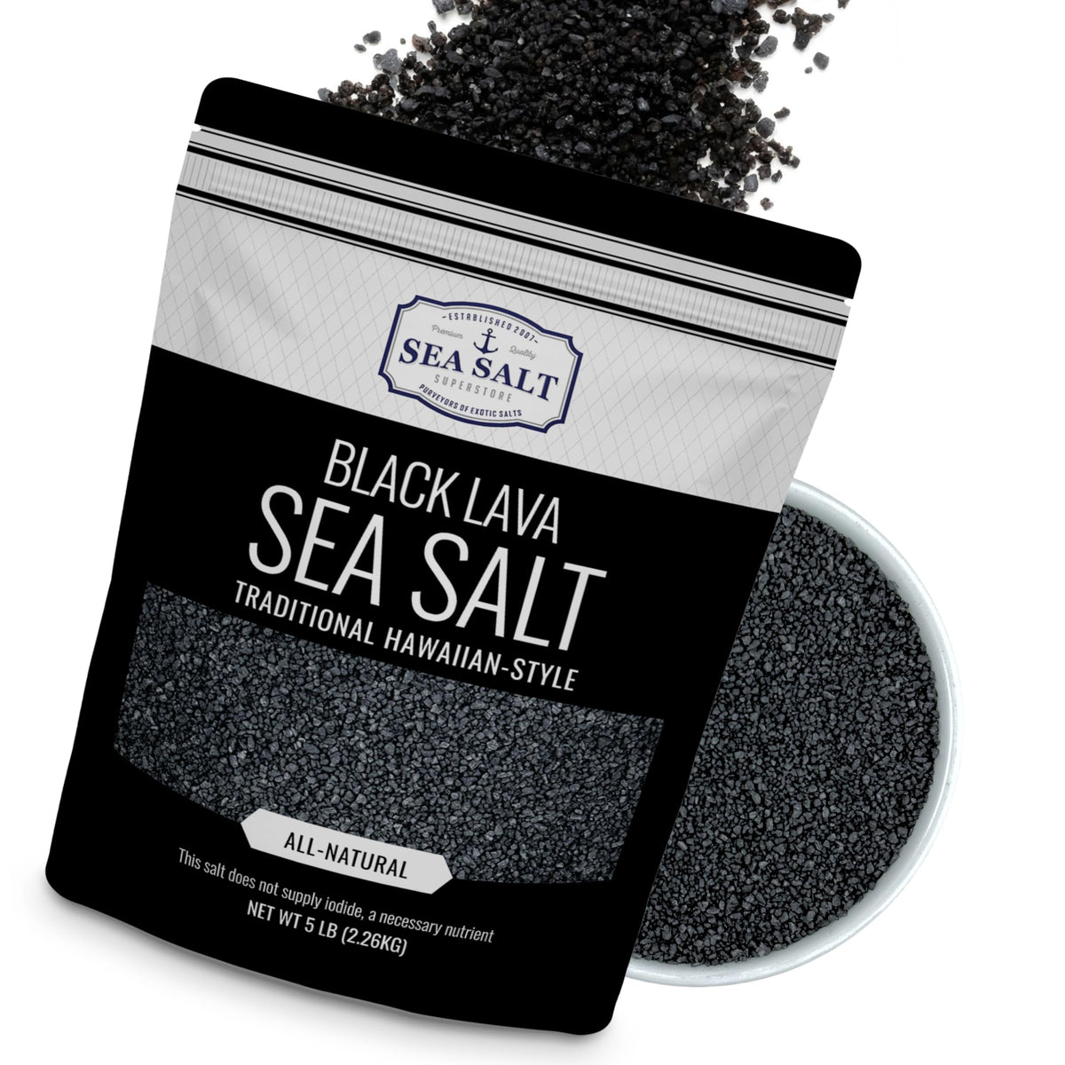 Sea Salt Superstore front packaging showing 5 lb bag and clear label benefit