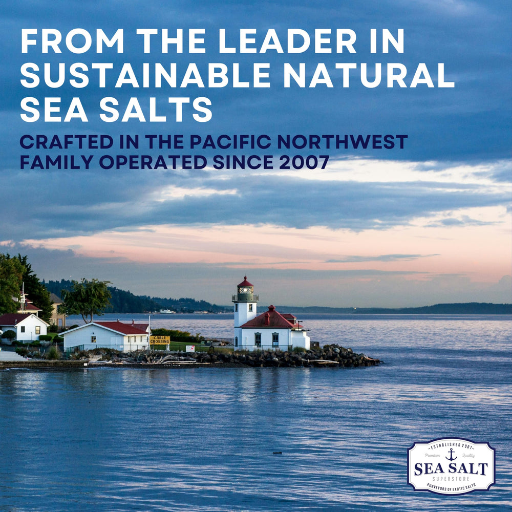 Label close-up of Sea Salt Superstore black lava salt highlighting ingredient purity and certifications
