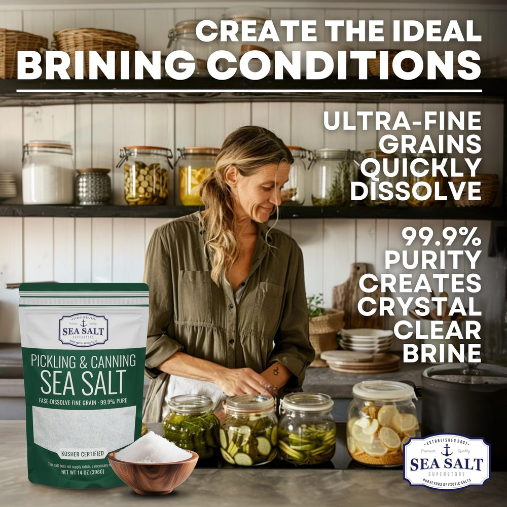 Sea Salt Superstore used in brine jars to demonstrate clear brine benefit