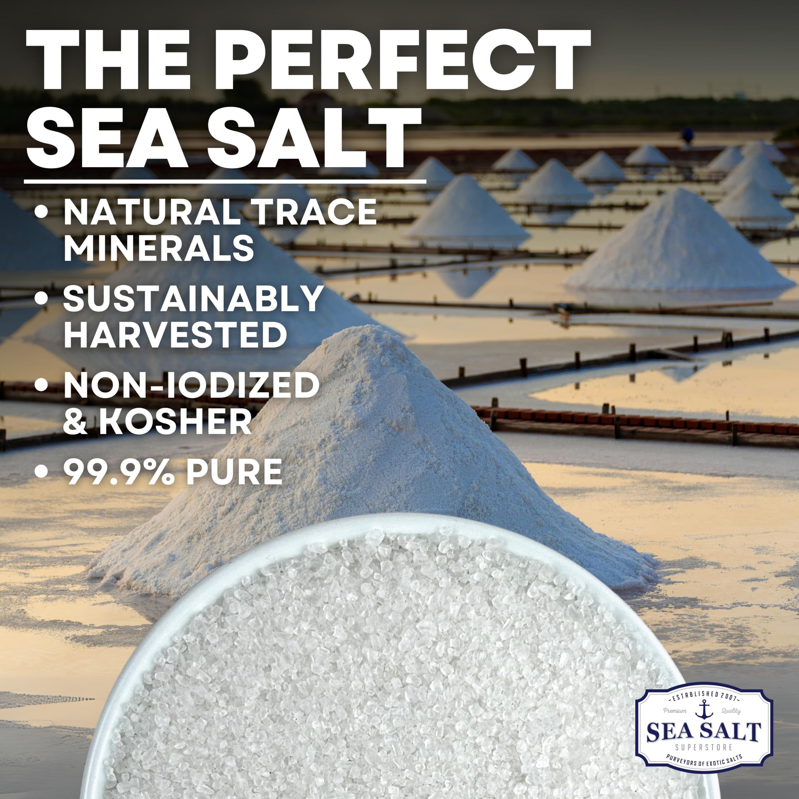 Sea Salt Superstore close-up of coarse Baja crystals showing natural texture benefit