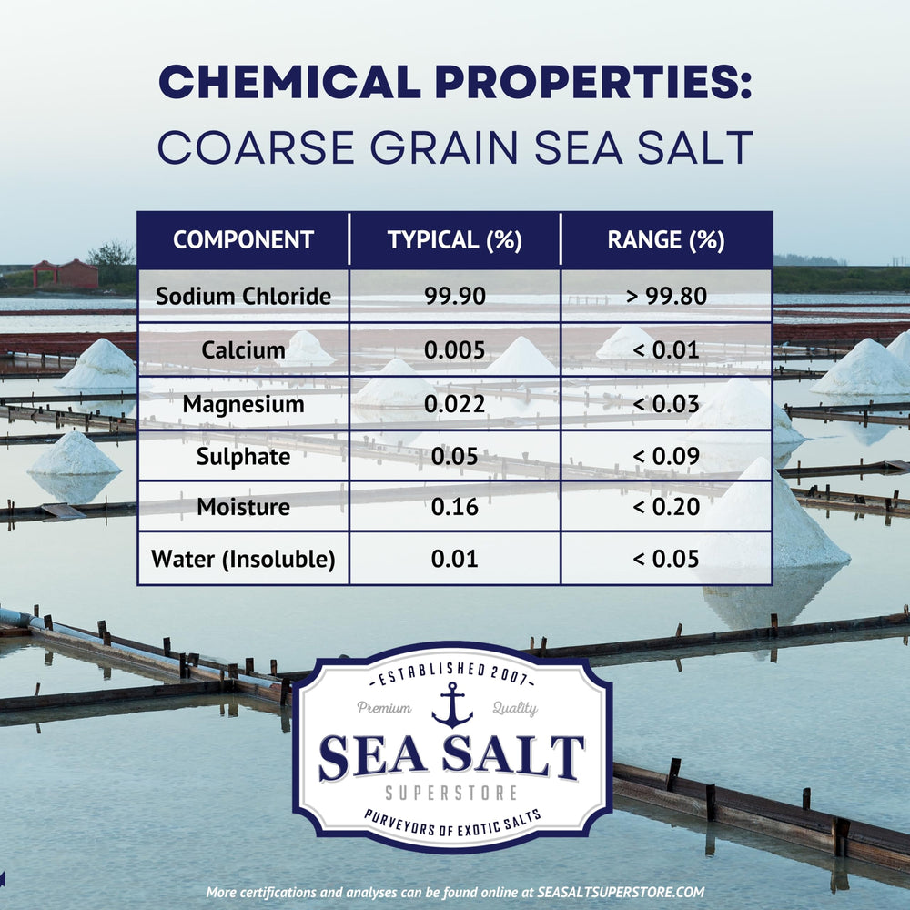Sea Salt Superstore label detail showing product claims and ingredient simplicity for informed cooks