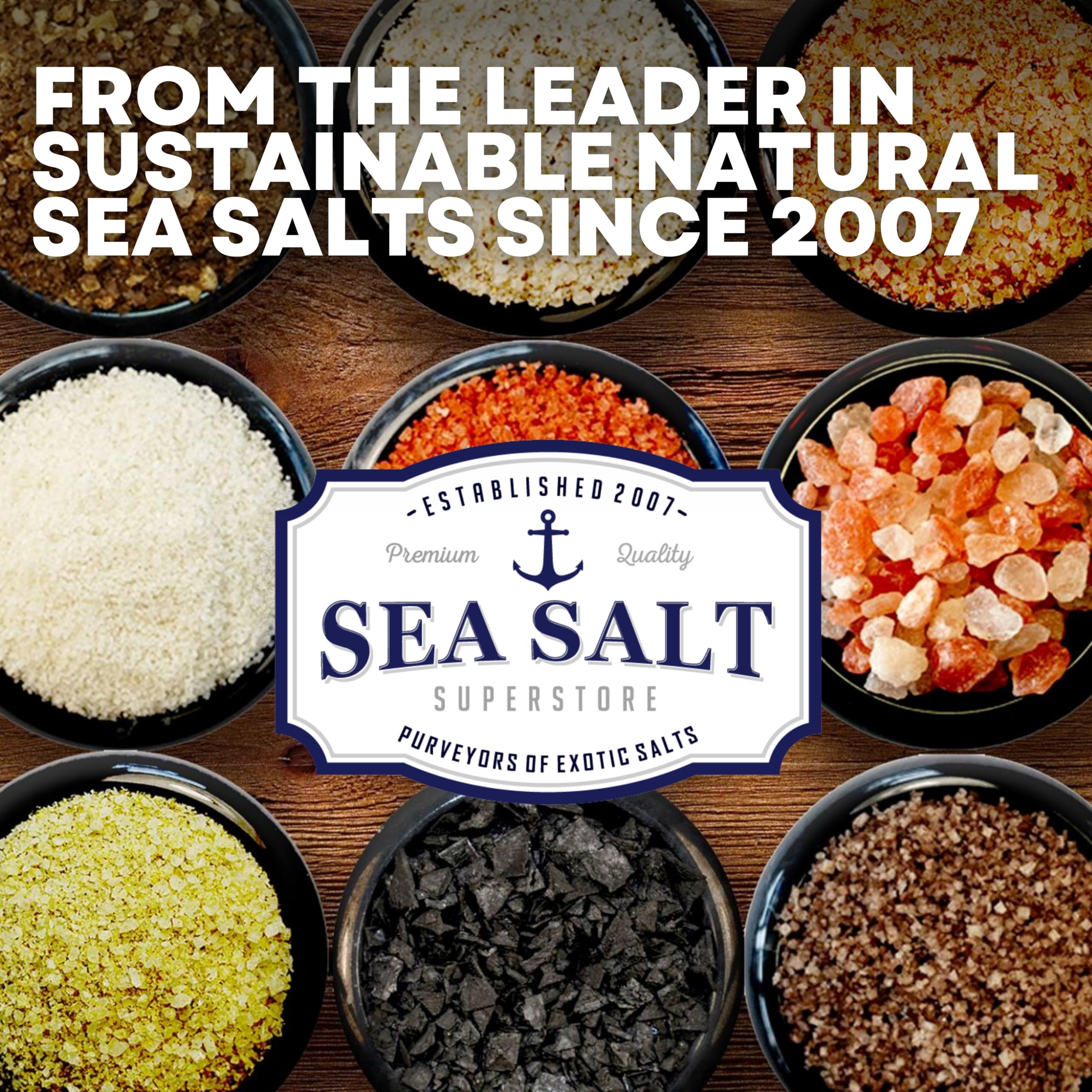 Sea Salt Superstore bag on a countertop in a kitchen for convenient bulk use