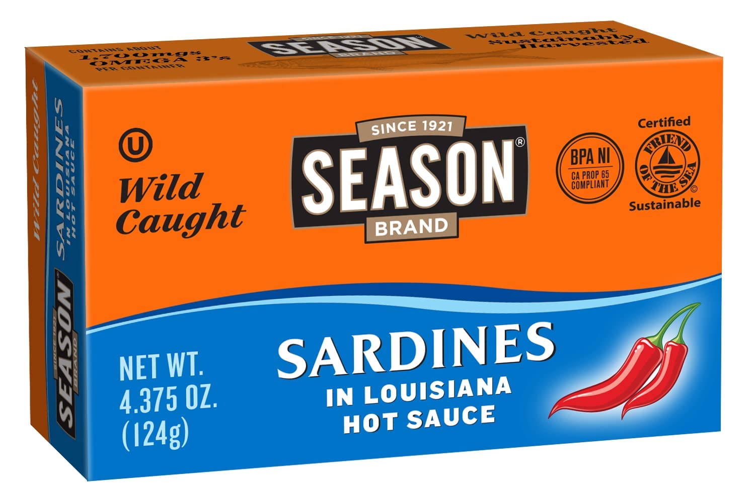 SEASON front can showing label and hot sauce, convenient protein source