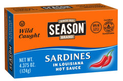 SEASON front can showing label and hot sauce, convenient protein source