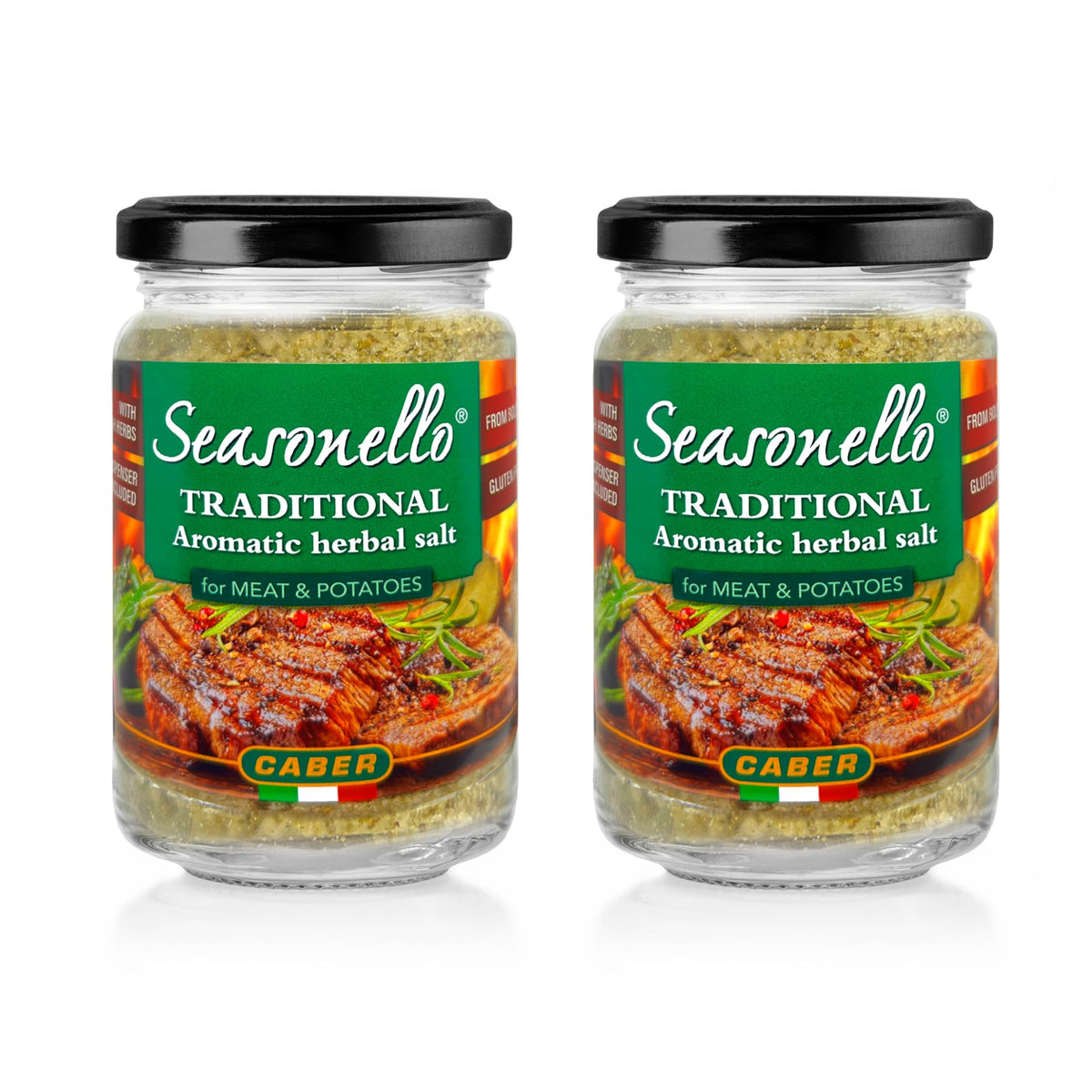 Seasonello front packaging showing jar and label and convenient size