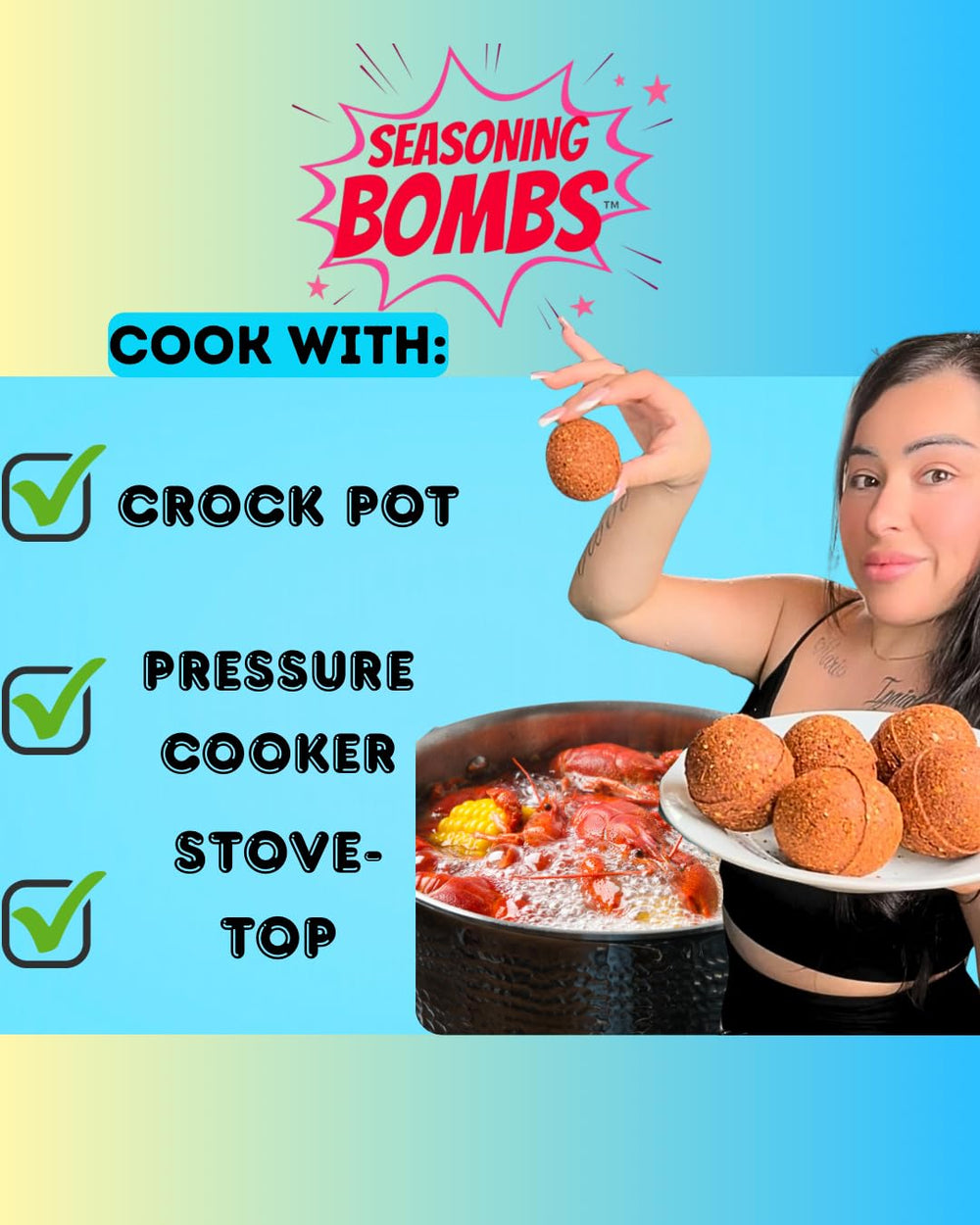 Seasoning Bombs placed in a slow cooker illustrating hands-off cooking ease