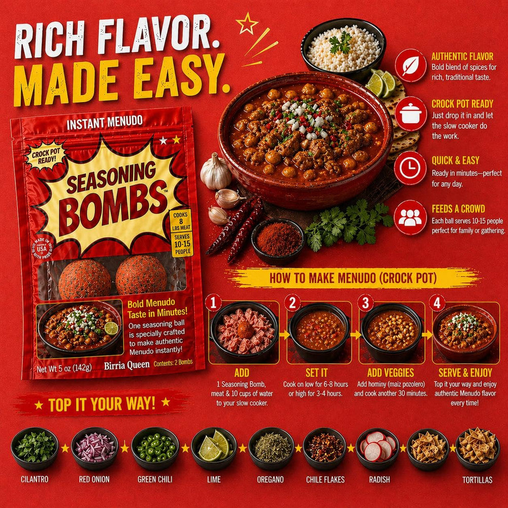 Seasoning Bombs product label with ingredients list for transparency