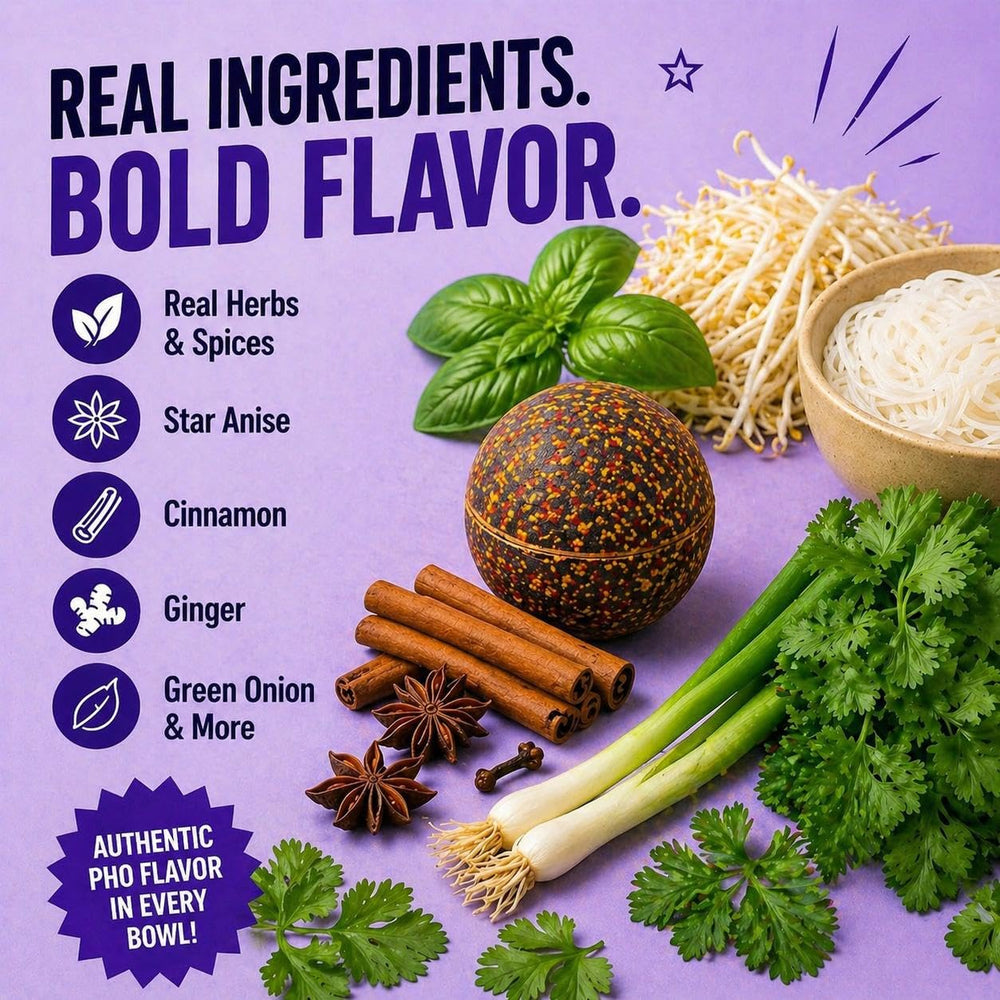 Seasoning Bombs in kitchen bowl with garnishes demonstrating ready meal