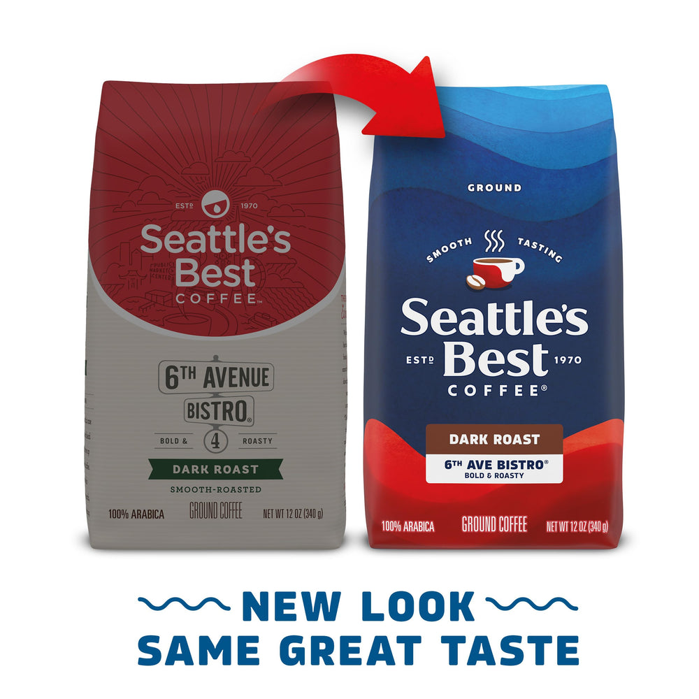 Seattle's Best Coffee bag back label detail with brewing tips and ingredient information, useful consumer info