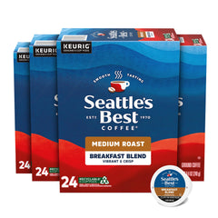 Seattle's Best Coffee front packaging showing four boxes and smooth roast benefit