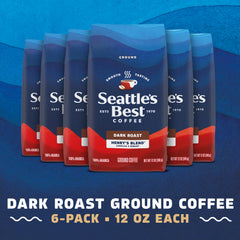 Seattle's Best Coffee close-up of Henry's Blend bag label highlighting roast details and freshness